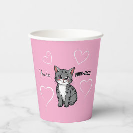Du bist eine perfekt animierte Katze und Herzen Ro Pappbecher