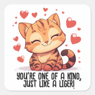 Du bist einer von einer Art... Liger Valentinstag Quadratischer Aufkleber