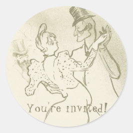 Du bist eingeladen | Lautrec - Tanzpärchen Runder Aufkleber