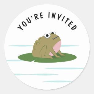 "Du bist eingeladen" Toad Frog Runder Aufkleber