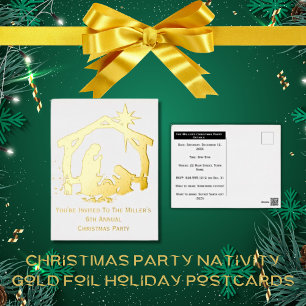 Du bist eingeladen Weihnachten Nativität Gold Weih Folien Feiertagspostkarte