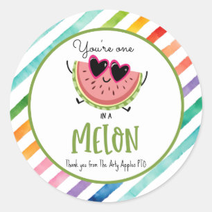 Du bist eins in einem melonischen Geschenktüten Gu Runder Aufkleber