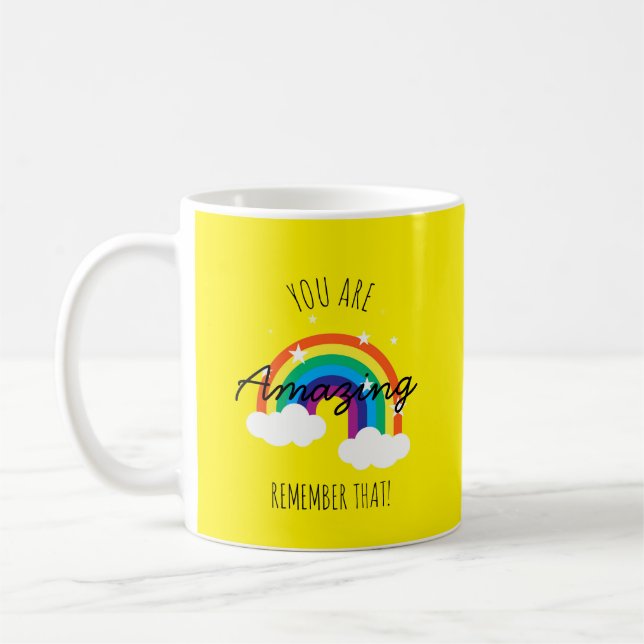 Du bist erstaunlich - Gelber Becher Kaffeetasse (Links)