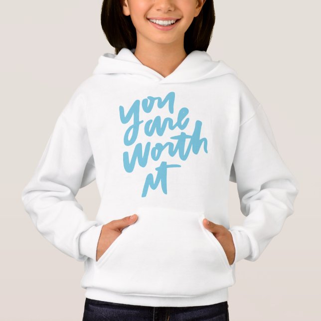 Du bist es wert hoodie (Vorderseite)