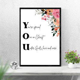Du bist etwas Besonderes Christliche Florale Wasse Poster