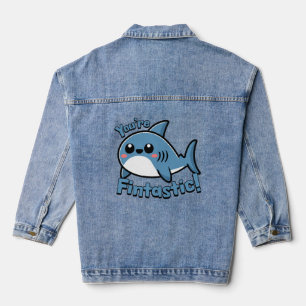 Du bist fintastisch! Niedlicher Hai Pun Cartoon Jeansjacke