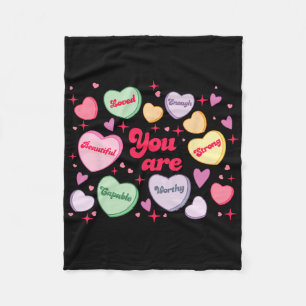 Du bist geliebt, würdig genug Candy Heart Lehrer V Fleecedecke