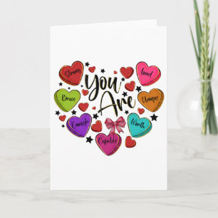 Du bist geliebt, würdig genug Candy Heart Lehrer V Karte