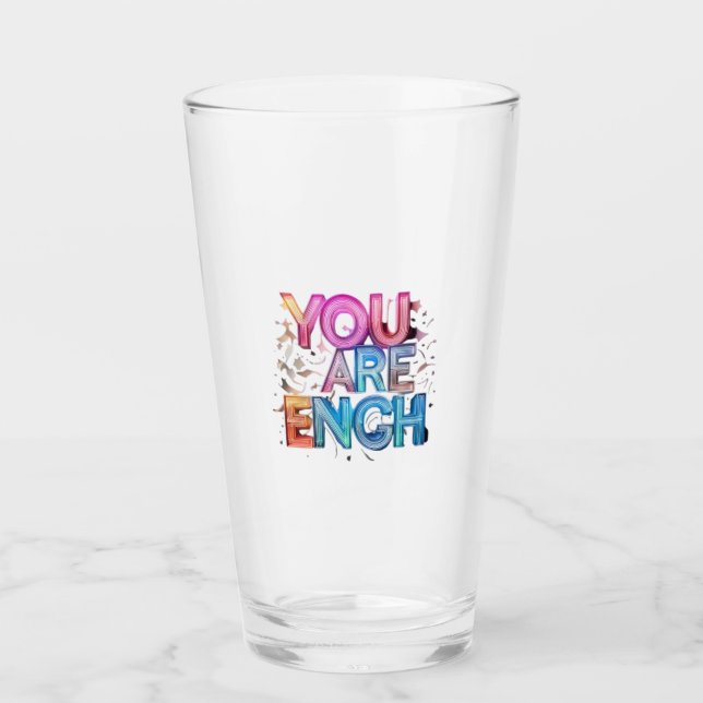 „Du bist genug“ Inspirations-Trinkglas Glas (Vorderseite)