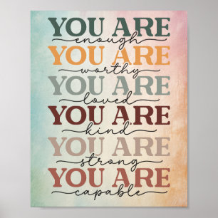 Du bist genug Minimalistischer Spruch Poster