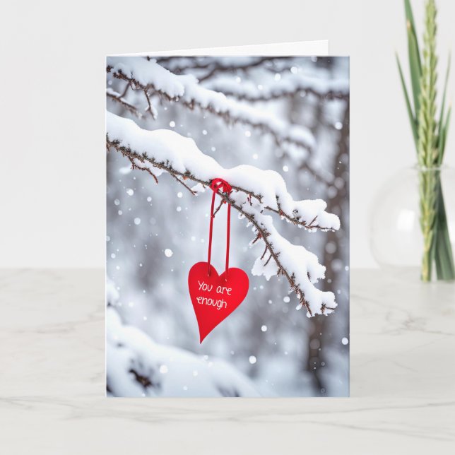 Du bist genug rotes Herz Karte (Vorderseite)