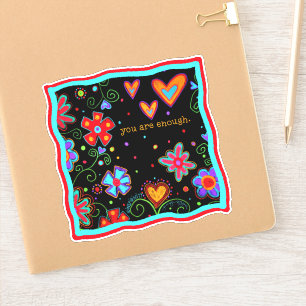 Du bist genug Spaß, schwarz, Inspirivity Floral Aufkleber