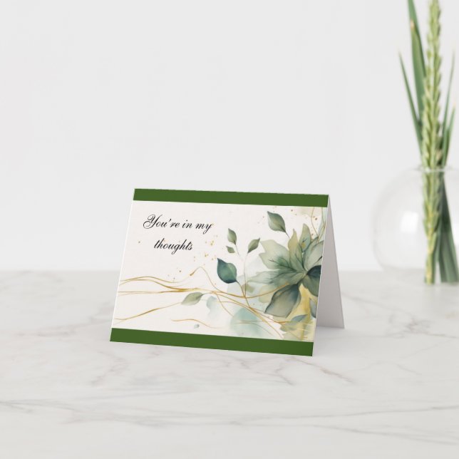 "Du bist in meinen Gedanken" 4"x5,6" leere Note Ka Dankeskarte (Vorderseite)