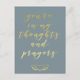 Du bist in meinen Gedanken & Gebete Blue & Gold Postkarte