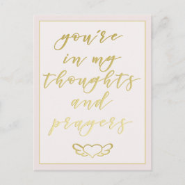 Du bist in meinen Gedanken & Gebete Blush Pink & G Postkarte
