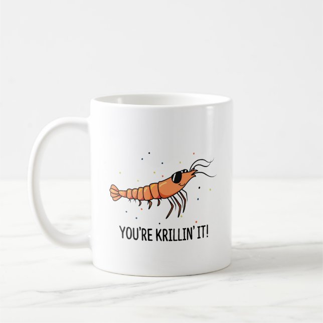 Du bist Krillin It Funny Krill Pun Kaffeetasse (Links)