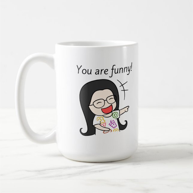 Du bist lustig kaffeetasse (Links)