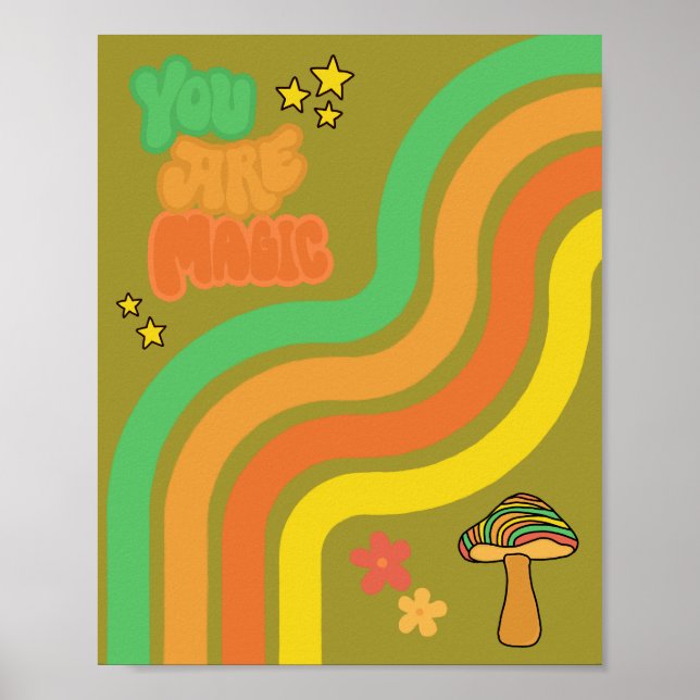 Du bist Magie - Retro Pilz Poster (Vorne)