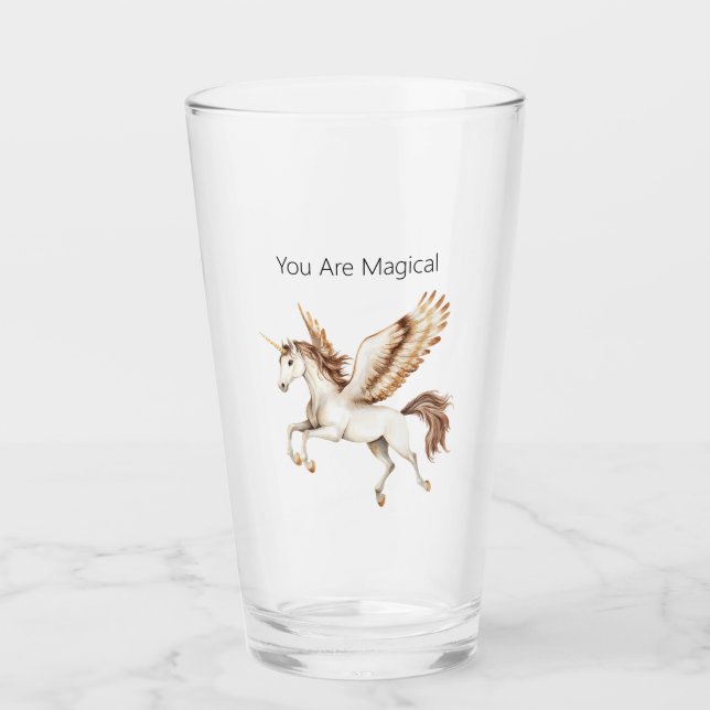 Du bist magisches Pegasus-Einhorn Glas (Vorderseite)