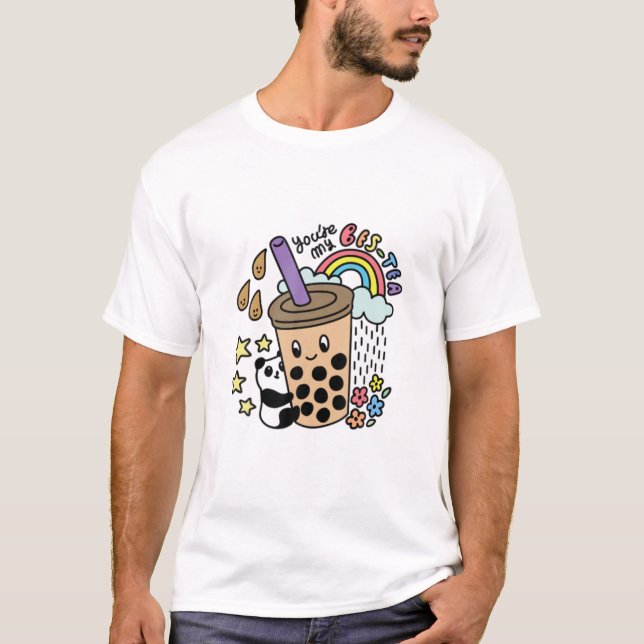 Du bist mein Bestea Bestie Boba Tea Bubble Panda T-Shirt (Vorderseite)