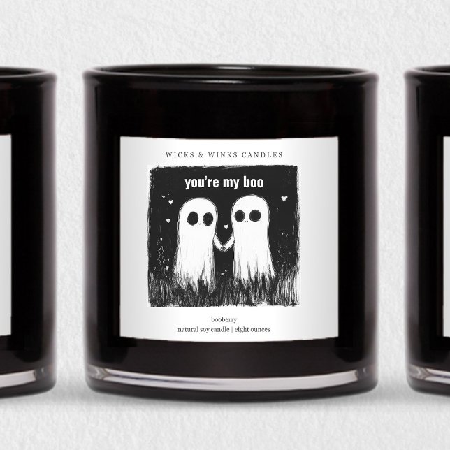 Du bist mein Boo Funny Halloween Candle Label Squa Quadratischer Aufkleber (Von Creator hochgeladen)
