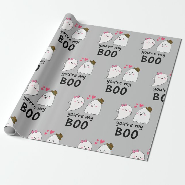 Du bist mein Boo Halloween Ghost Kawaii Niedlich Geschenkpapier (Ungerollt)