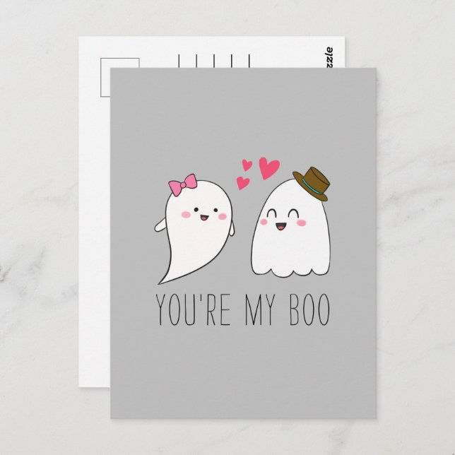Du bist mein Boo Halloween Kawaii Ghost Niedlich Postkarte (Vorne/Hinten)