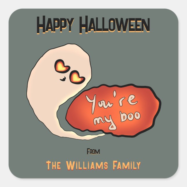 Du bist mein Boo | Niedlich Halloween Quadratischer Aufkleber (Vorderseite)