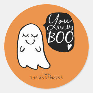 Du bist mein BOO!   Niedliches Halloween-Geist Runder Aufkleber