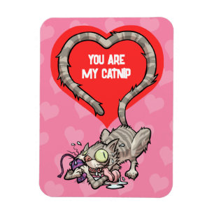 Du bist mein Catnip Funny Valentine's Cat Cartoon Magnet