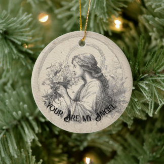 Du bist mein Engel Vintage-Weihnachten Personalisi Keramik Ornament