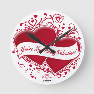 Du bist mein Funny Valentine! Rote Herzen Runde Wanduhr