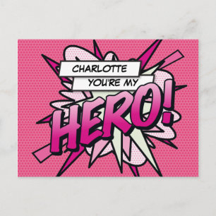 Du bist mein Held, lustige Retro-Comic-Book-Pop-Ar Postkarte