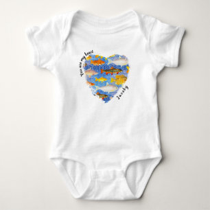 Du bist mein Herz. . .Farbenfrohe Fischschule Baby Strampler