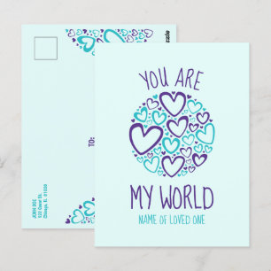 Du bist mein Lila blaues Herz für geliebtes Kind Postkarte