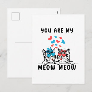 Du bist mein Meow Couple Cat Valentinstag Feiertagspostkarte