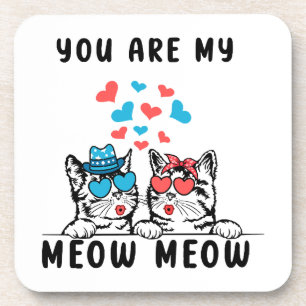Du bist mein Meow Meow Pärchen Katze Valentinstag Getränkeuntersetzer