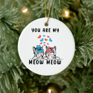 Du bist mein Meow Meow Pärchen Katze Valentinstag Keramik Ornament
