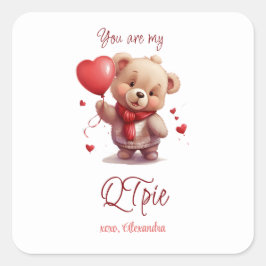 Du bist mein QTpie | Niedlicher Teddy Bär Valentin Quadratischer Aufkleber