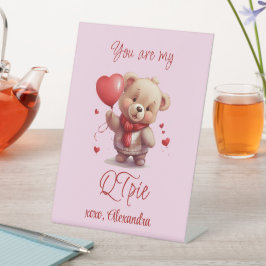 Du bist mein QTpie | Niedlicher Teddy Bär Valentin Sockelschild