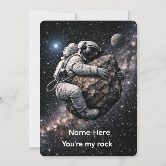Du bist mein Rock Fun Astronaut Space Liebe  Einladung (Vorderseite)