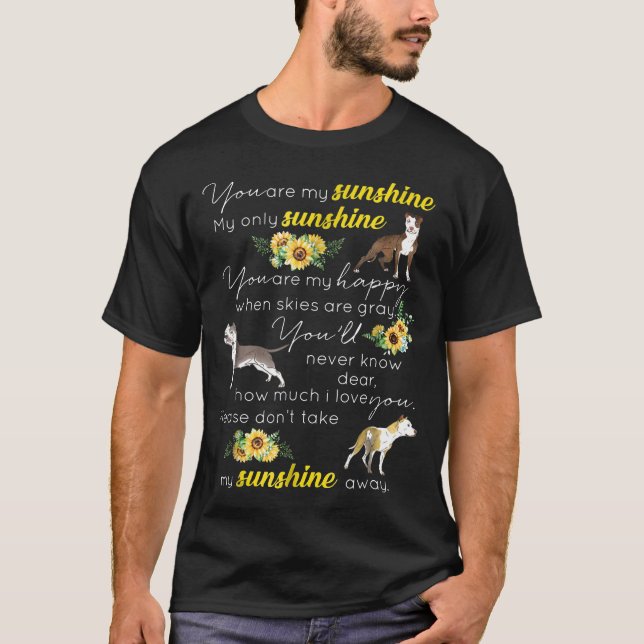 Du bist mein Sonnenblumen-Pitbull T-Shirt (Vorderseite)