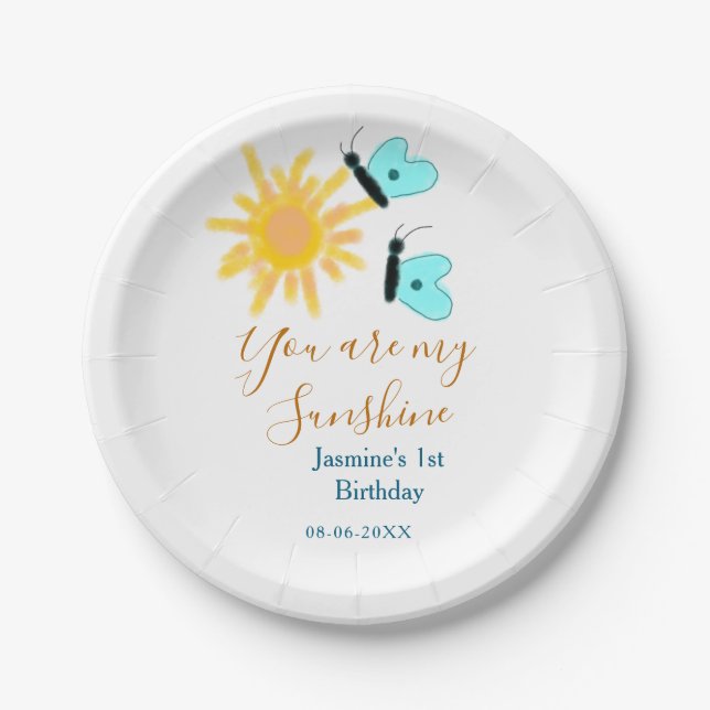 Du bist mein sonnengelber, orangefarbener Sonnenbl Pappteller (Vorderseite)