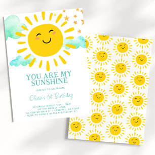 Du bist mein Sonnenschein 1. Geburtstag Party Einladung