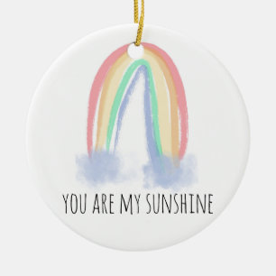 Du bist mein Sonnenschein Aquarell bemalt Regenbog Keramik Ornament