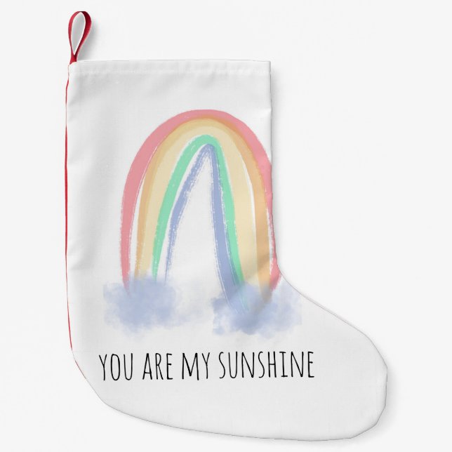 Du bist mein Sonnenschein Aquarell bemalt Regenbog Kleiner Weihnachtsstrumpf (Vorderseite)