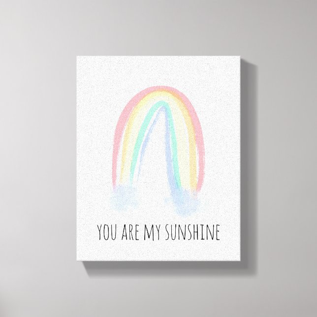 Du bist mein Sonnenschein Aquarell bemalt Regenbog Leinwanddruck (Vorderseite)