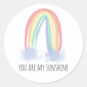 Du bist mein Sonnenschein Aquarell bemalt Regenbog Runder Aufkleber