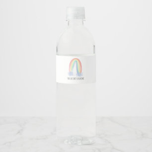 Du bist mein Sonnenschein Aquarell bemalt Regenbog Wasserflaschenetikett