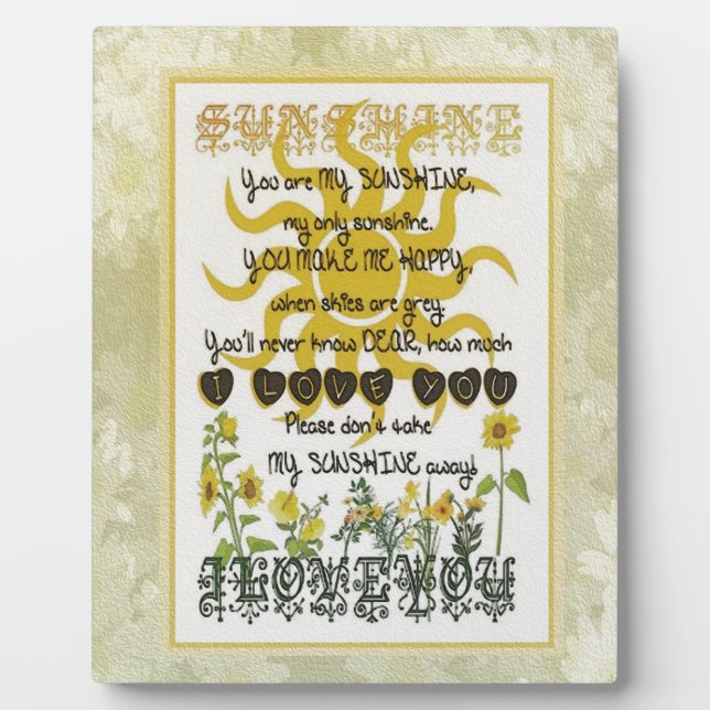 Du bist mein Sonnenschein Fotoplatte (Vorderseite)
